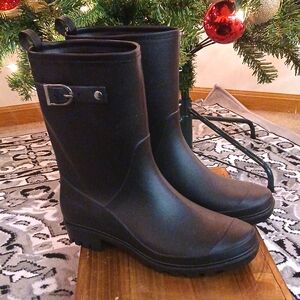 Womens Capelli New York Mid-Calf Matte Solid Mid Rain Boots Size 9